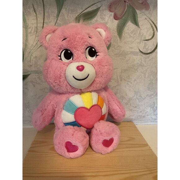 Care Bears Hopeful Heart Bear Plush 13" Pink Stuffed Animal By Basic Fun 2021 - Picture 1 of 6